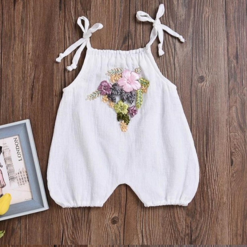 Baby Girl's White Cotton Romper